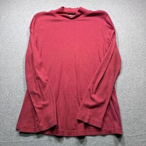 Duluth Trading Co Mens XL Red Mock Neck Long Sleeve Shirt 100% Cotton Solid Base